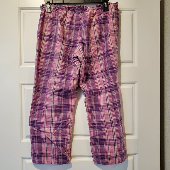 Gap Body XS Pink Plaid Elastic/Drawstring Waist, Loose Leg Capri PJ Pants - Picture 3 of 9